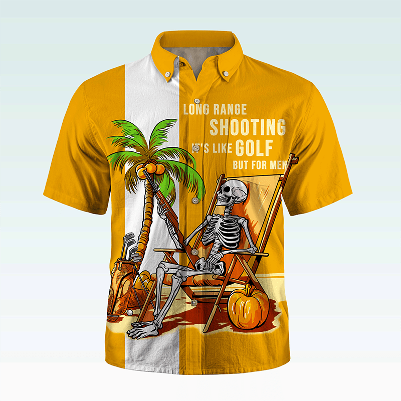 Maturelion Men's Hawaiian Shirt Coconut Tree Skeleton Shirt Men Casual Hawaiian Short Sleeve Button Down