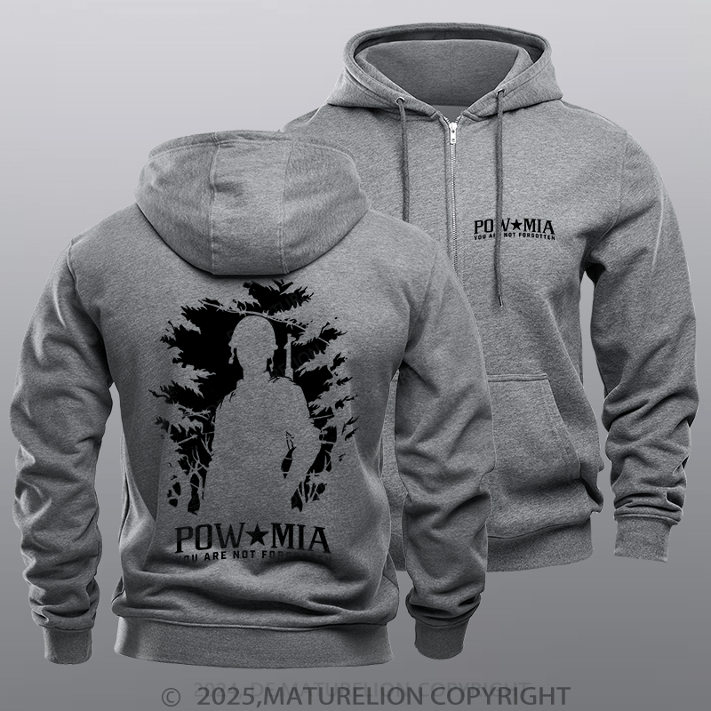 Maturelion Men's Hoodie POW/MIA Nightfall Zipper Hoodie