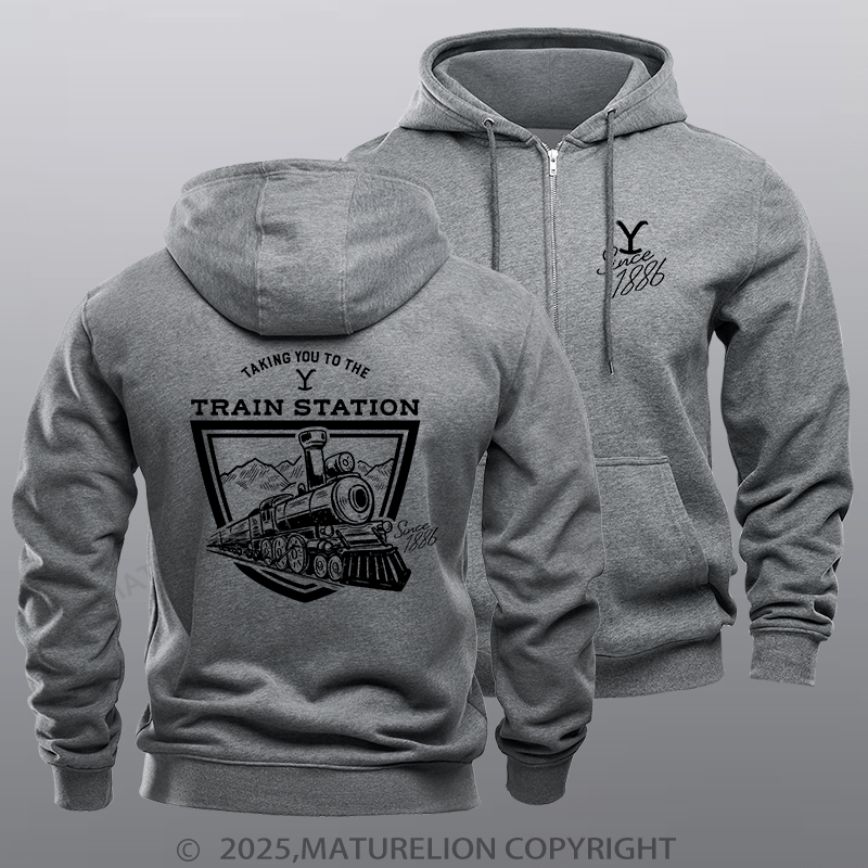 Maturelion Men's Hoodie Yellowstone Taking You to the Train Station Adult Hoodie