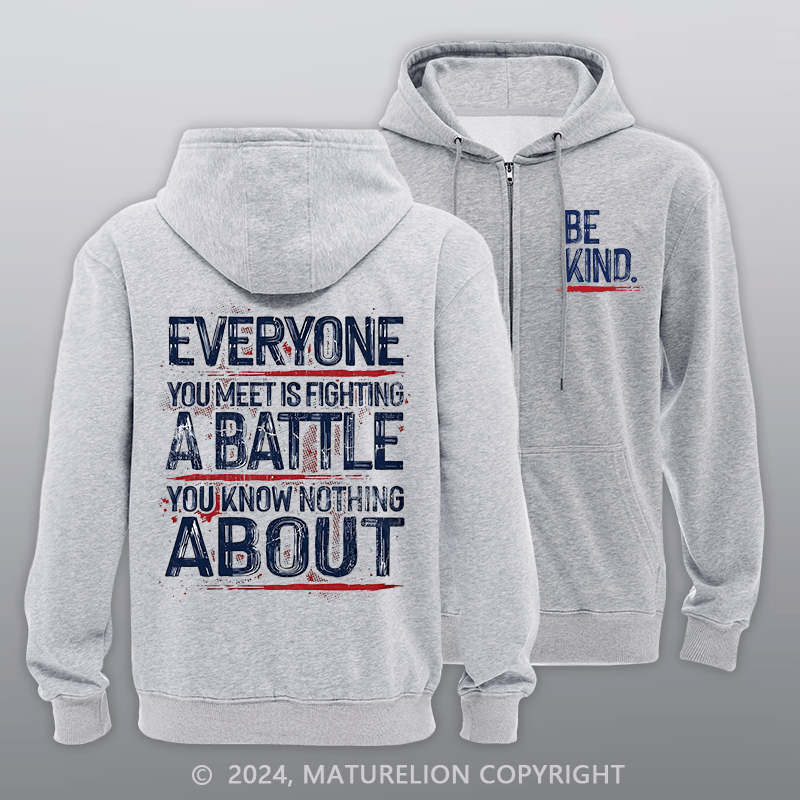 Maturelion Men's Hoodie Be Kind Zipper Hoodie
