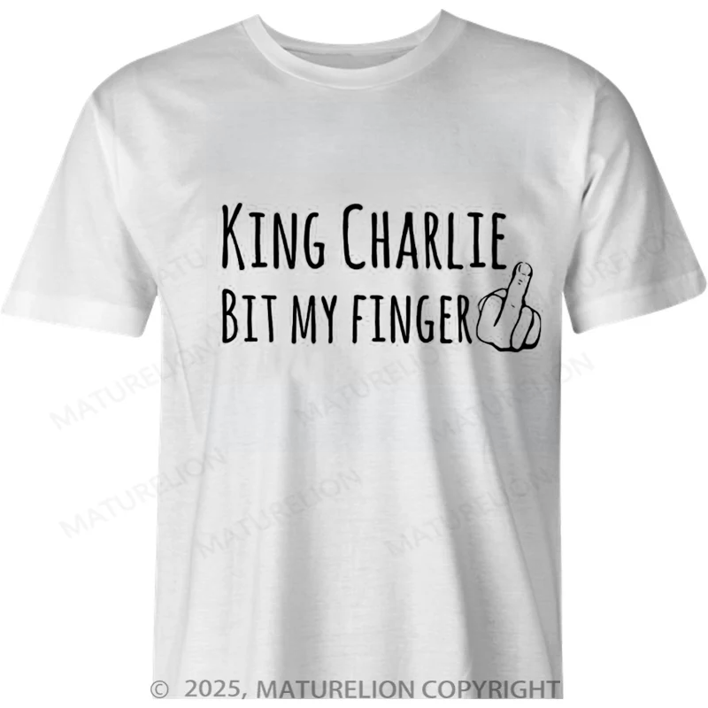 Maturelion British T-shirt King Charlie Bit My Finger Cotton T-shirt