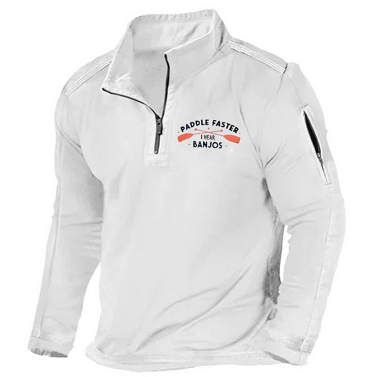 Maturelion Men's Henley Shirt Paddle Faster I Hear Banjos Henley Shirt