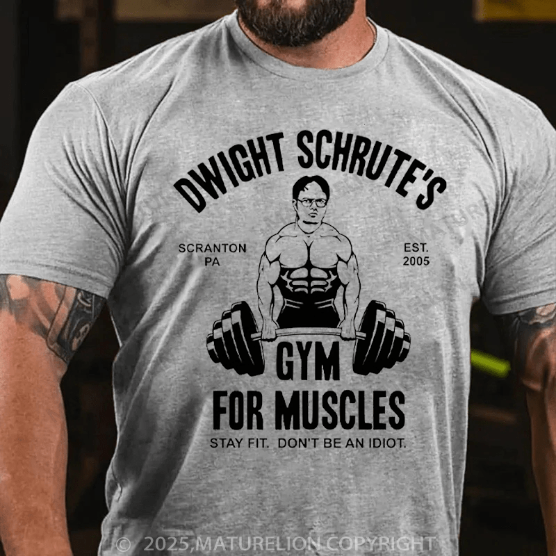 Maturelion Men's T-Shirt Dwight Schrute Gym For Muscles Essential Cotton T-Shirt