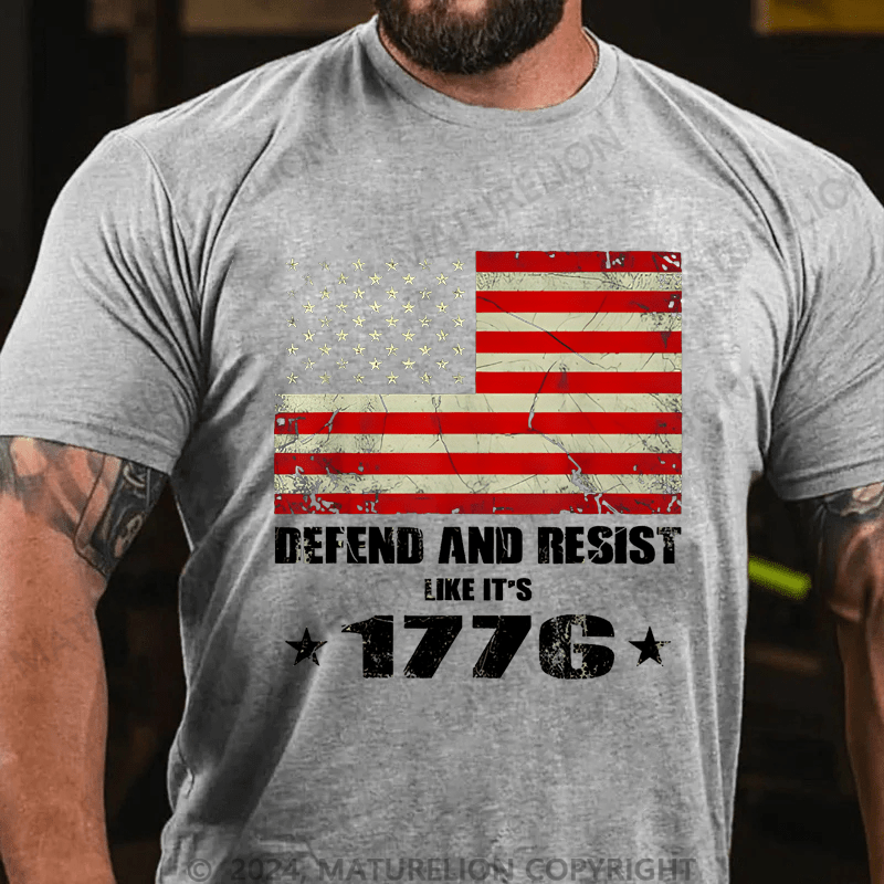 Maturelion Men's T-Shirt Defend and Resist Like It's 1776 T-Shirt