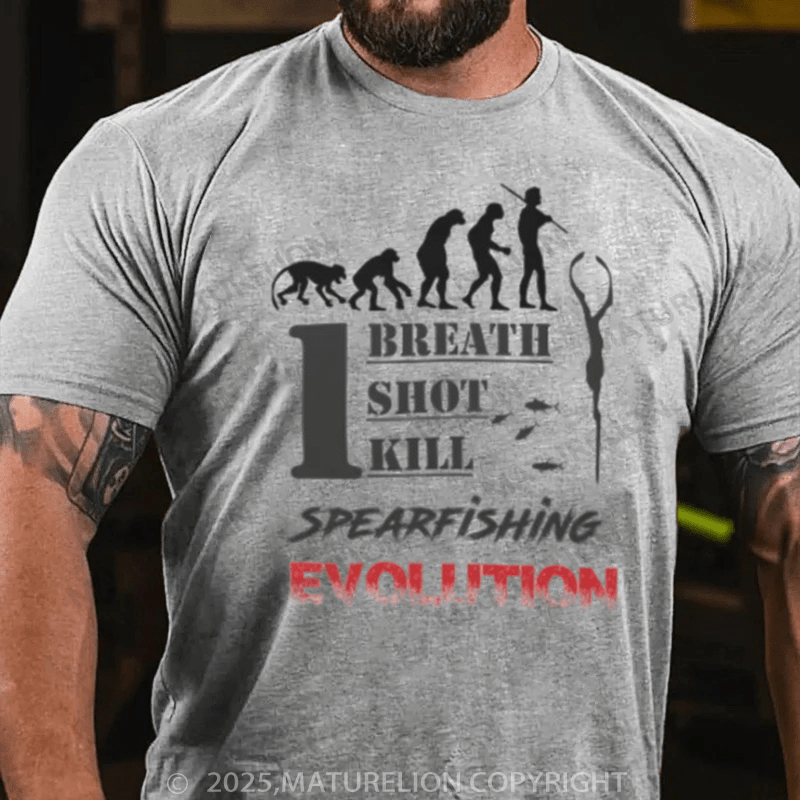 Maturelion Men's T-Shirt Evolution Spearfishing Classic Cotton T-Shirt