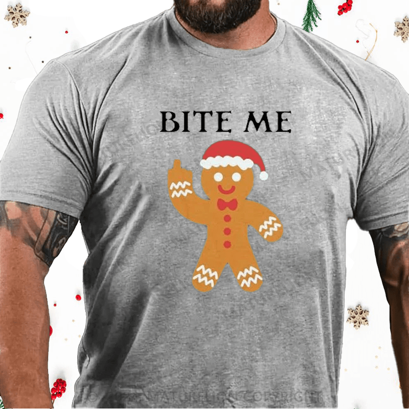 Maturelion Christmas T-Shirt Tipsy Elves Men's Christmas Bite Me Tee