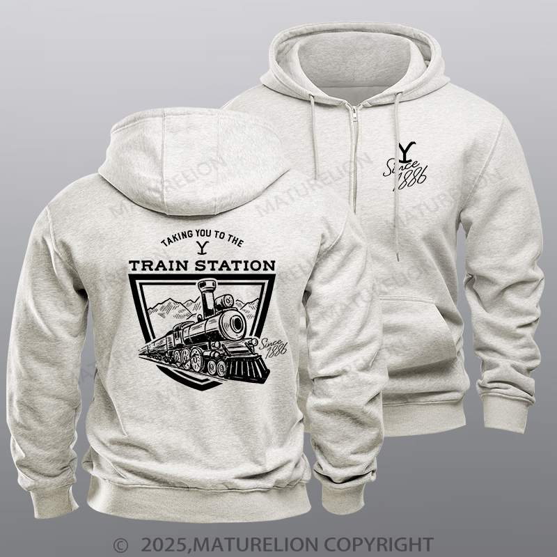 Maturelion Men's Hoodie Yellowstone Taking You to the Train Station Adult Hoodie