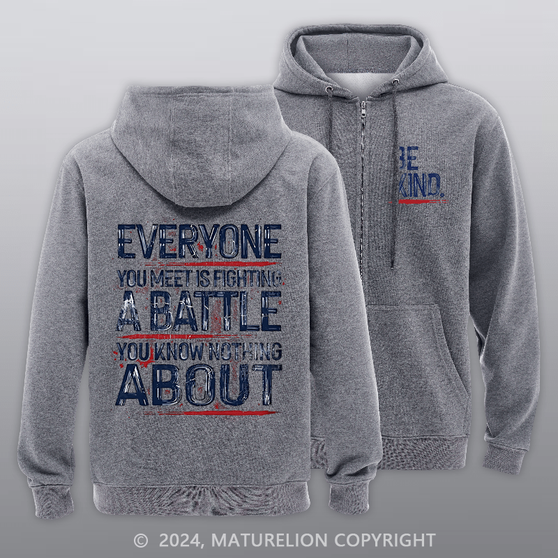 Maturelion Men's Hoodie Be Kind Zipper Hoodie