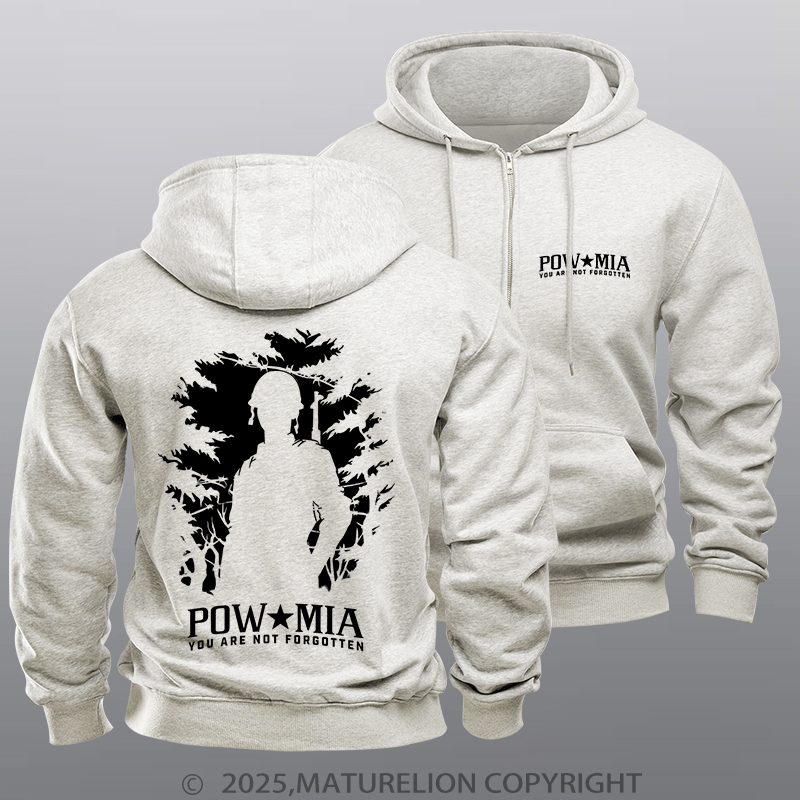 Maturelion Men's Hoodie POW/MIA Nightfall Zipper Hoodie