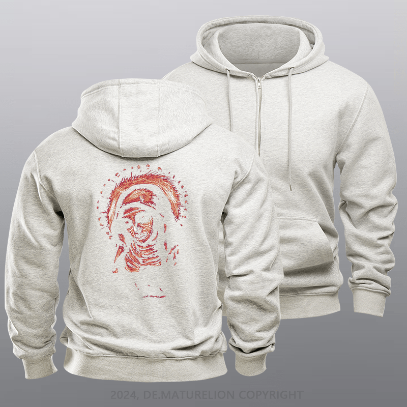 Maturelion Men's Hoodie Mary Doodle Zipper Hoodie