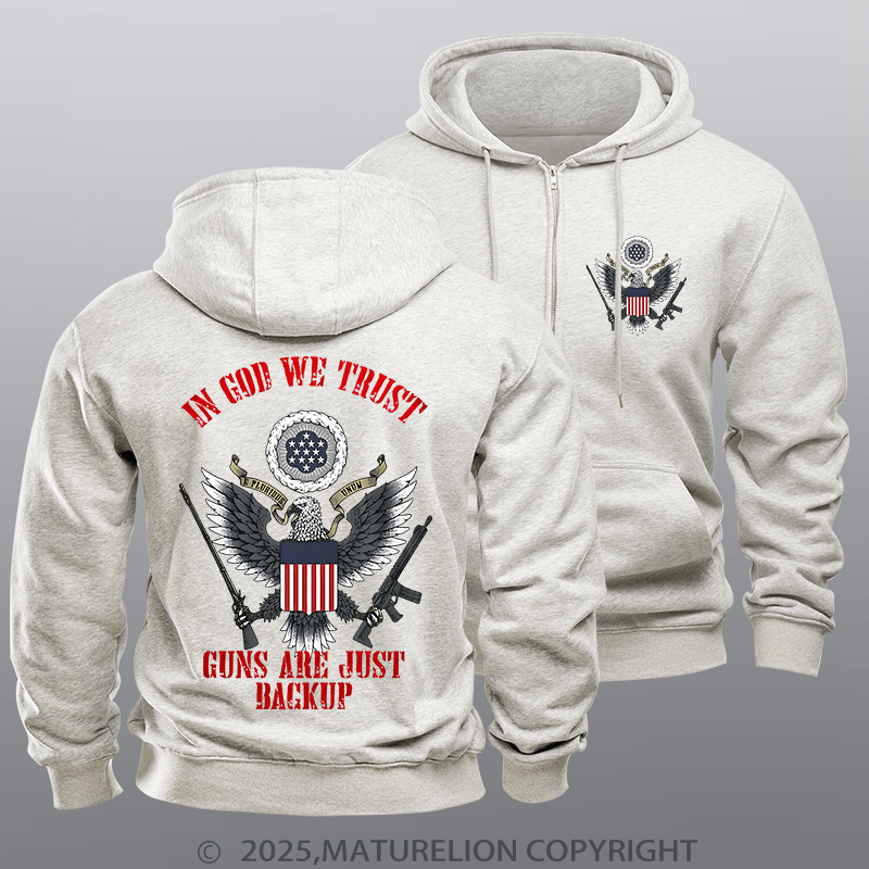 Maturelion Men's Hoodie In God We Trust Zipper Hoodie