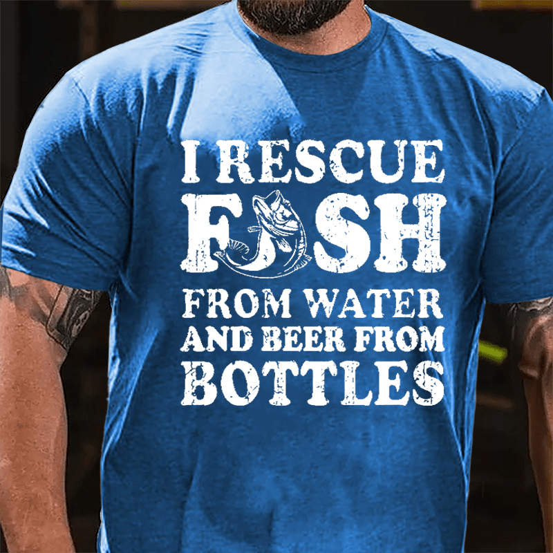 I Rescue Fish From Water And Beer From Bottles Funny Cotton T-shirt
