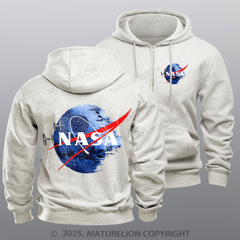 Maturelion Men's Hoodie Inspired Guava Iguana Death Star Graphic Zipper Hoodie
