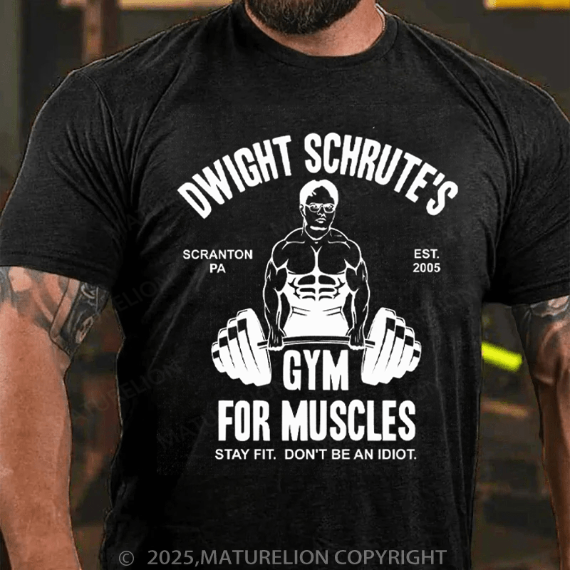 Maturelion Men's T-Shirt Dwight Schrute Gym For Muscles Essential Cotton T-Shirt