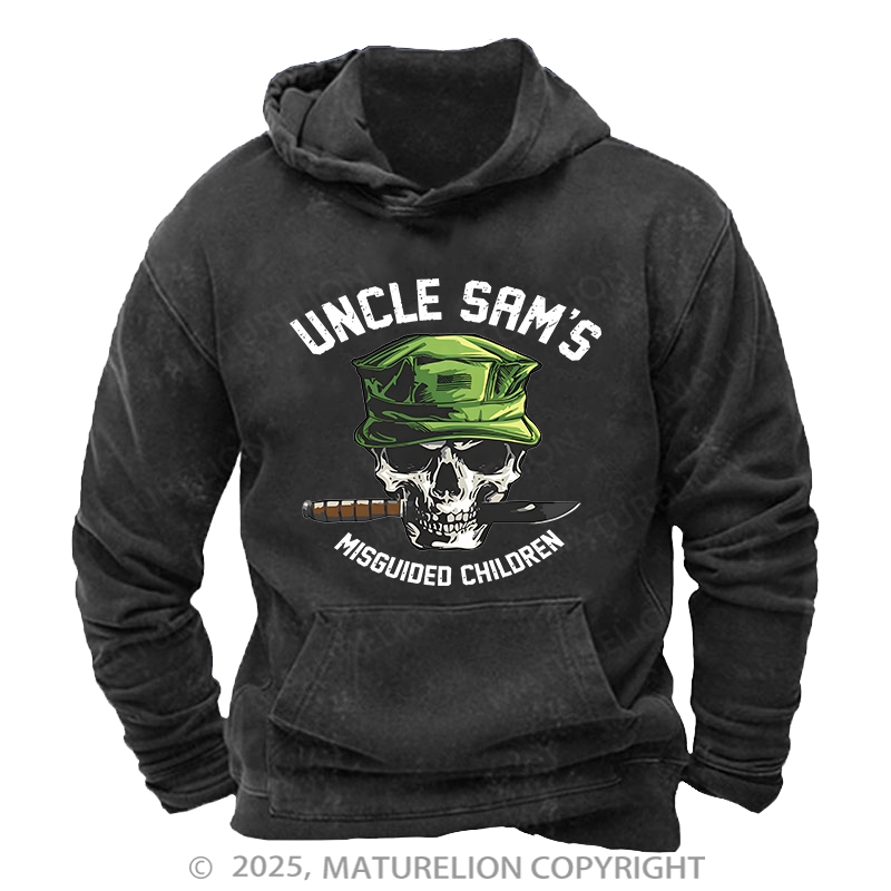 Maturelion Men's Hoodie Uncle Sam's Misguided Children Washed Hoodie