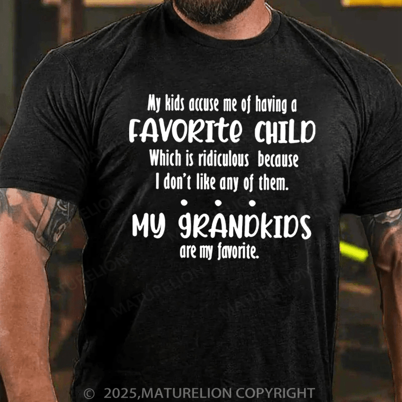 Maturelion Men's T-Shirt My Grandkids Are My Favorite Cotton T-Shirt