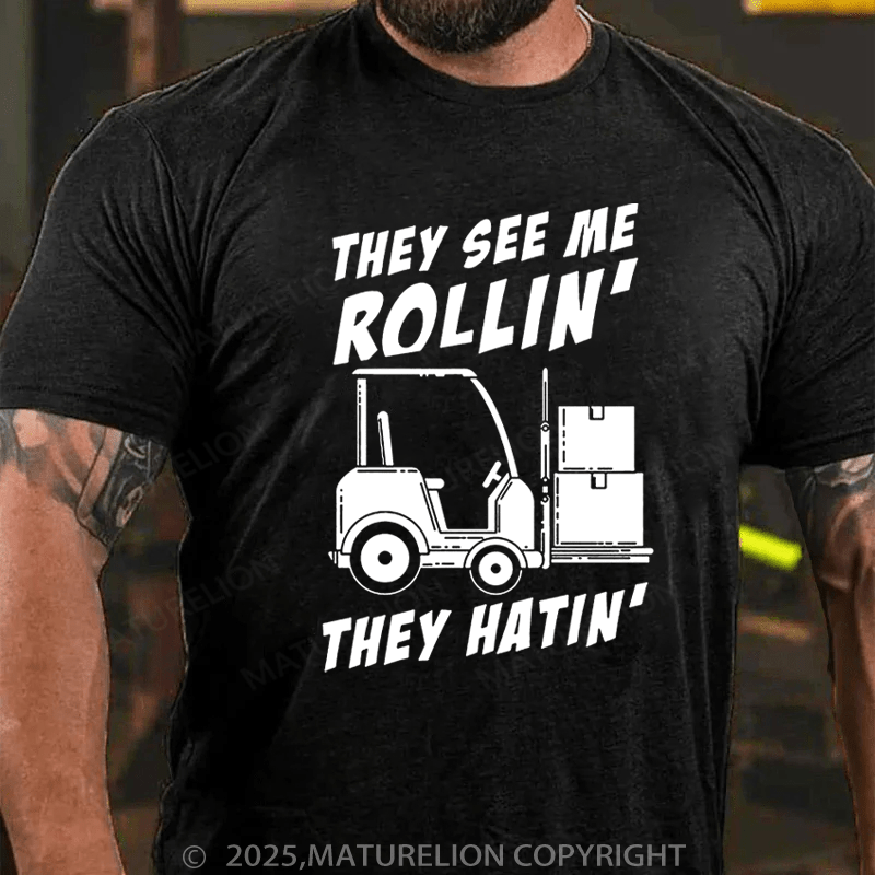 Maturelion Men's T-Shirt They See Me Rollin' They Hatin' Cotton T-Shirt