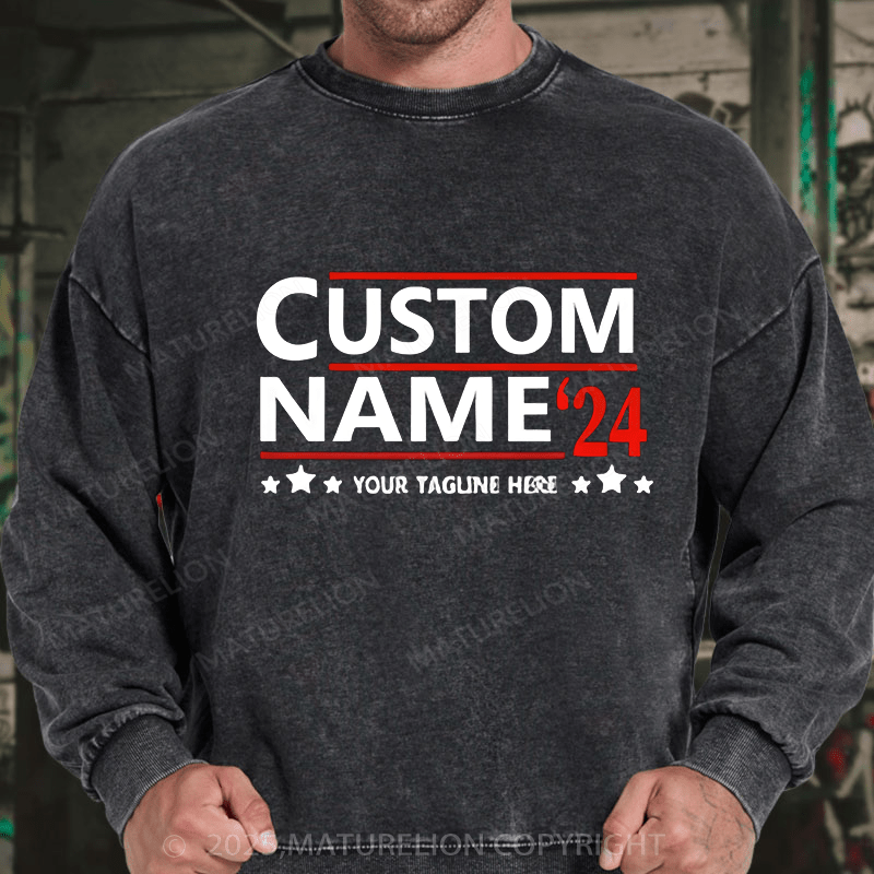 Maturelion Men's Sweatshirts 2024 President Sweatshirts Washed Sweatshirts