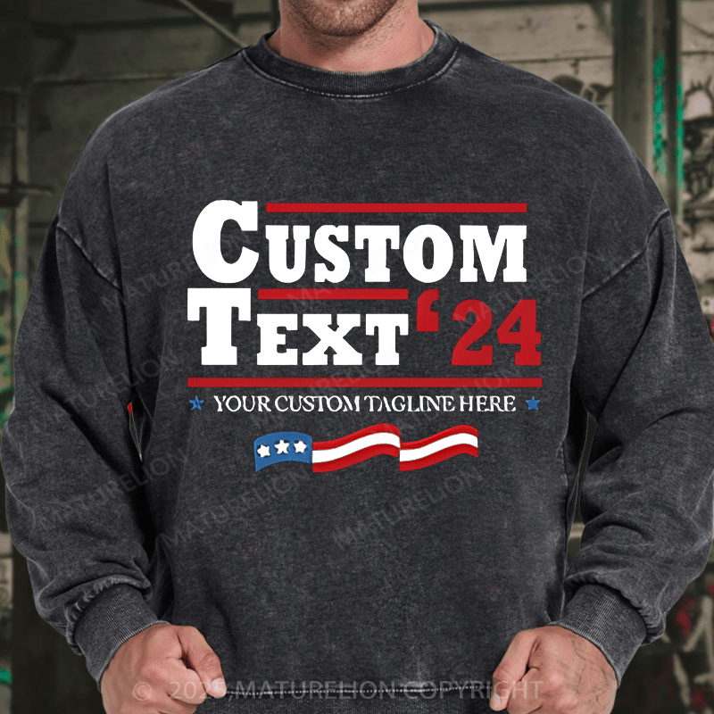 Maturelion Men's Sweatshirts Personalized Election Sweatshirts Washed Sweatshirts