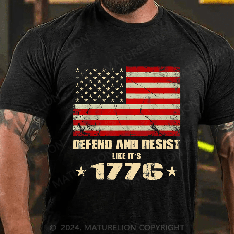 Maturelion Men's T-Shirt Defend and Resist Like It's 1776 T-Shirt