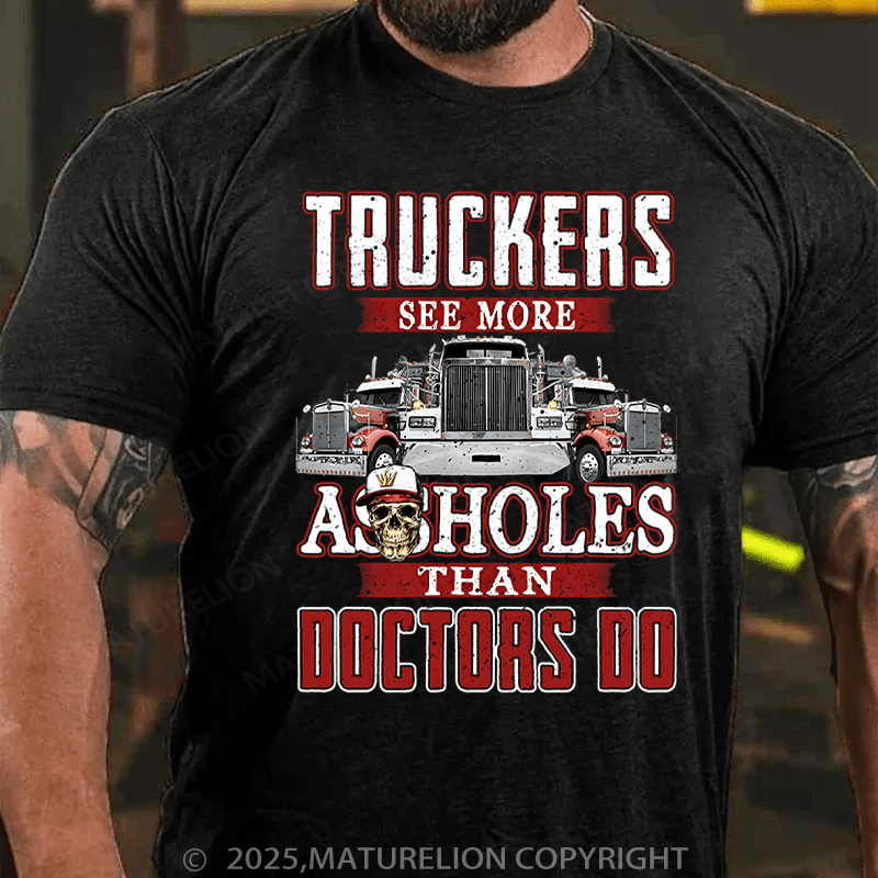Maturelion Men's T-Shirt TRUCKERS SEE Cotton T-Shirt