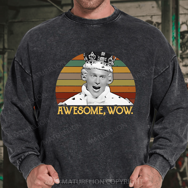 Maturelion Men's Sweatshirts  Awesome Wow King George III Hamilton Sweatshirts Washed Sweatshirts