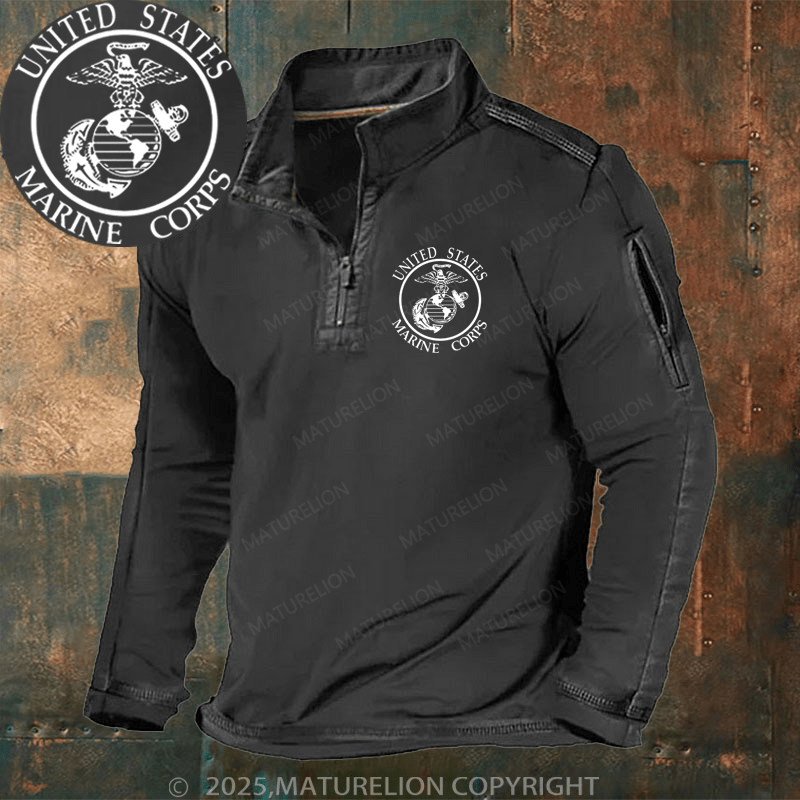 Maturelion Henley Shirt United States Marine Crops Henley Shirt