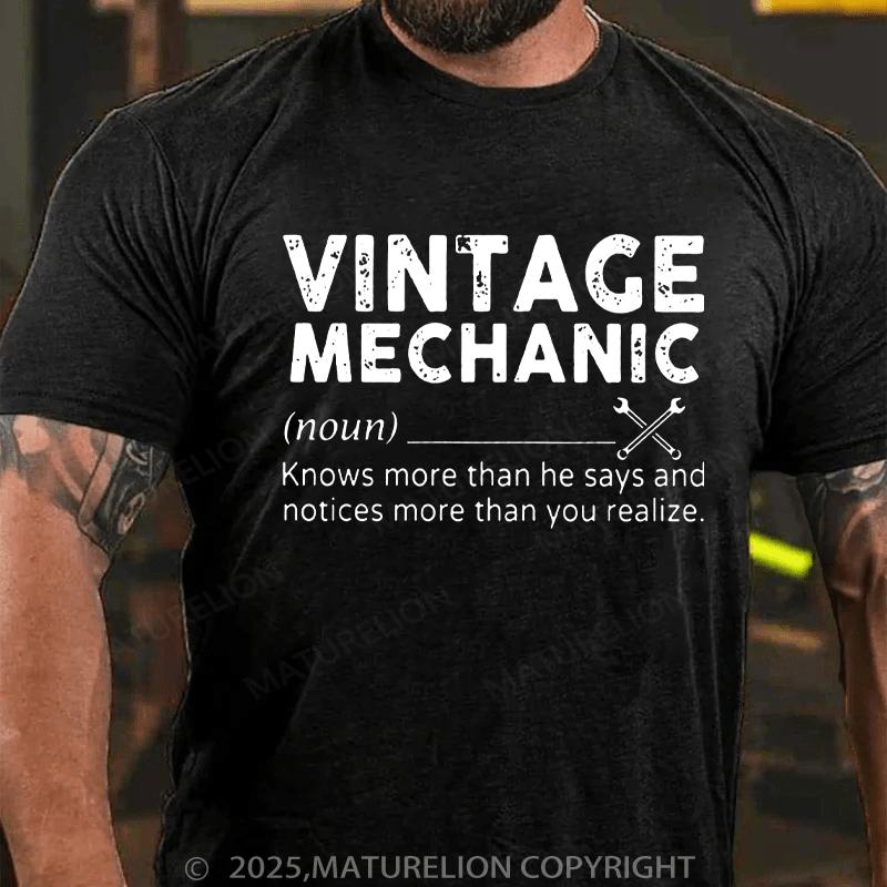 Maturelion Men's T-Shirt Vintage Mechanic Cotton T-Shirt