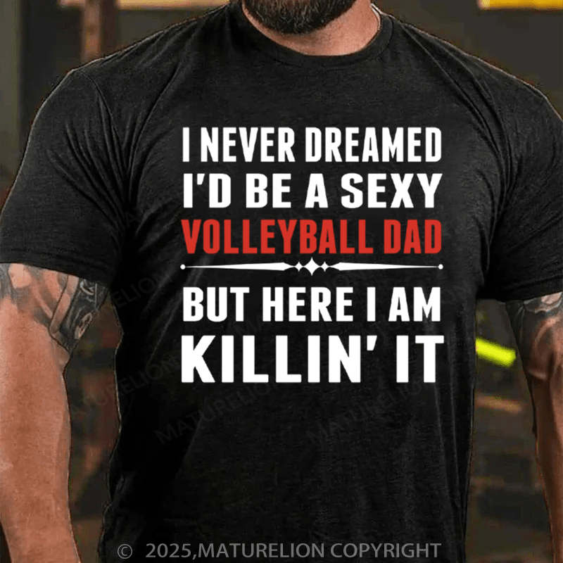 Maturelion Men's T-Shirt Keep Calm Volleyball Dad Cotton T-Shirt