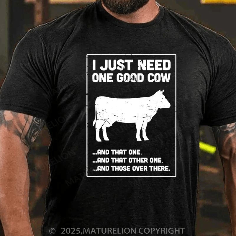 Maturelion Men's T-Shirt One Good Cow Cotton T-Shirt