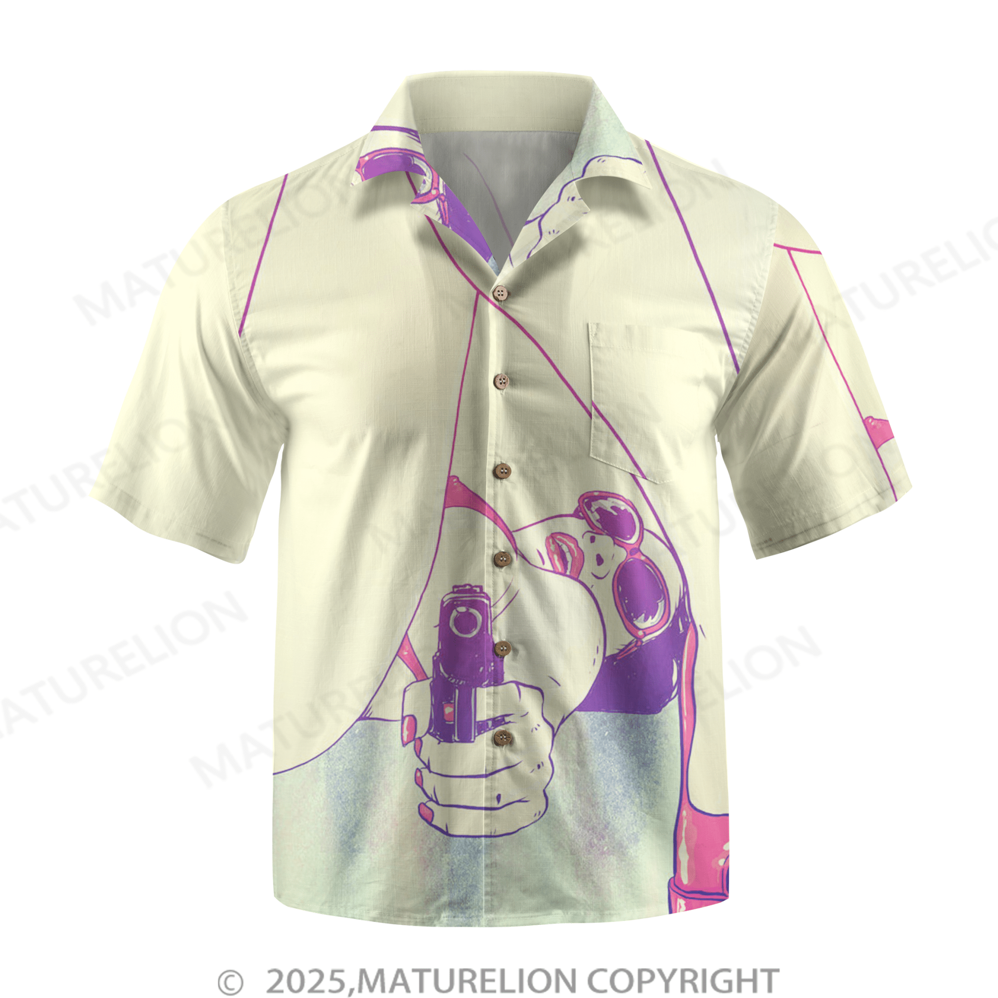 Maturelion Men's Hawaiian Shirt Aloha Baby Let’s Turn Up the Heat Hawaiian Shirt