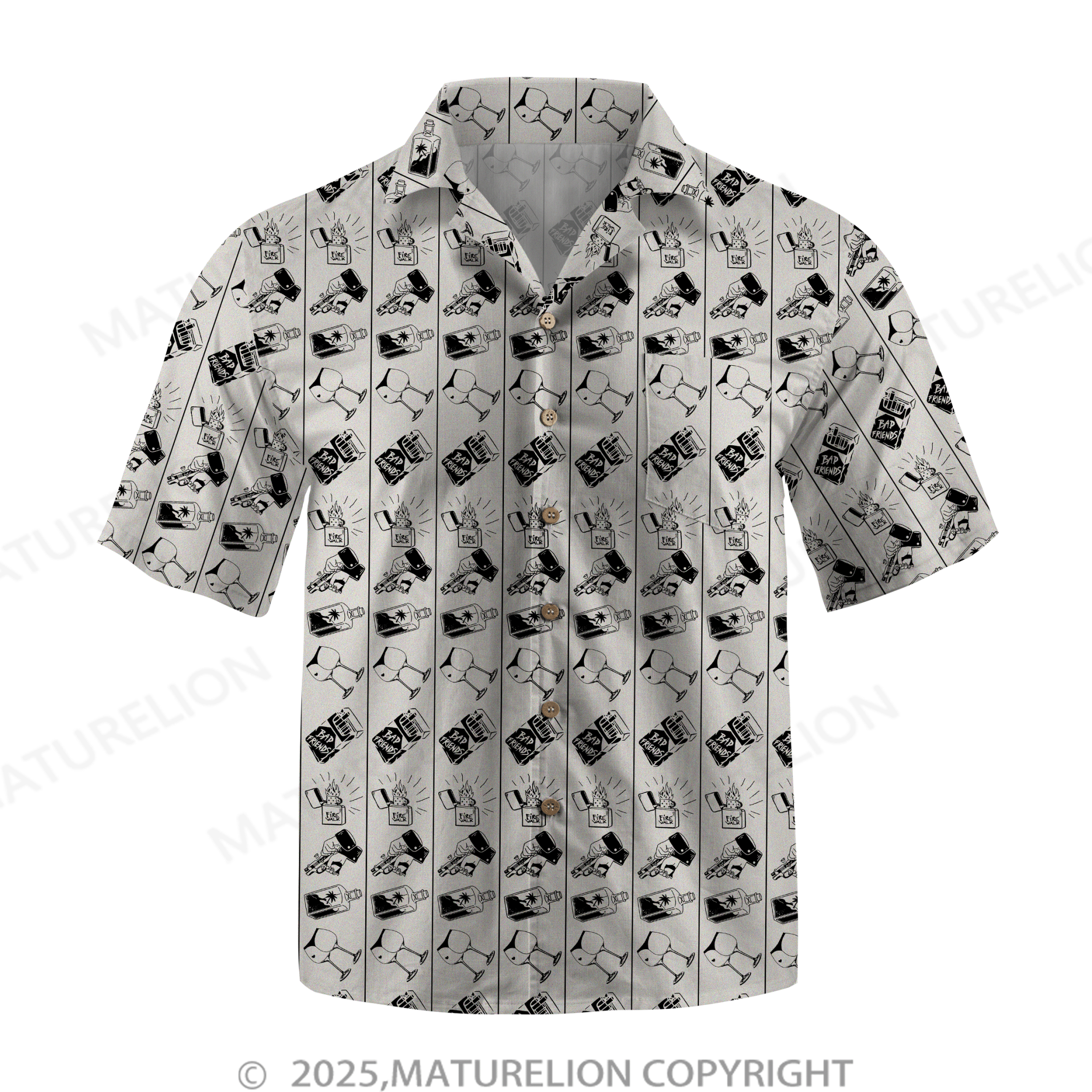 Maturelion Men's Hawaiian Shirt Midnight Tropics Hawaiian Shirt