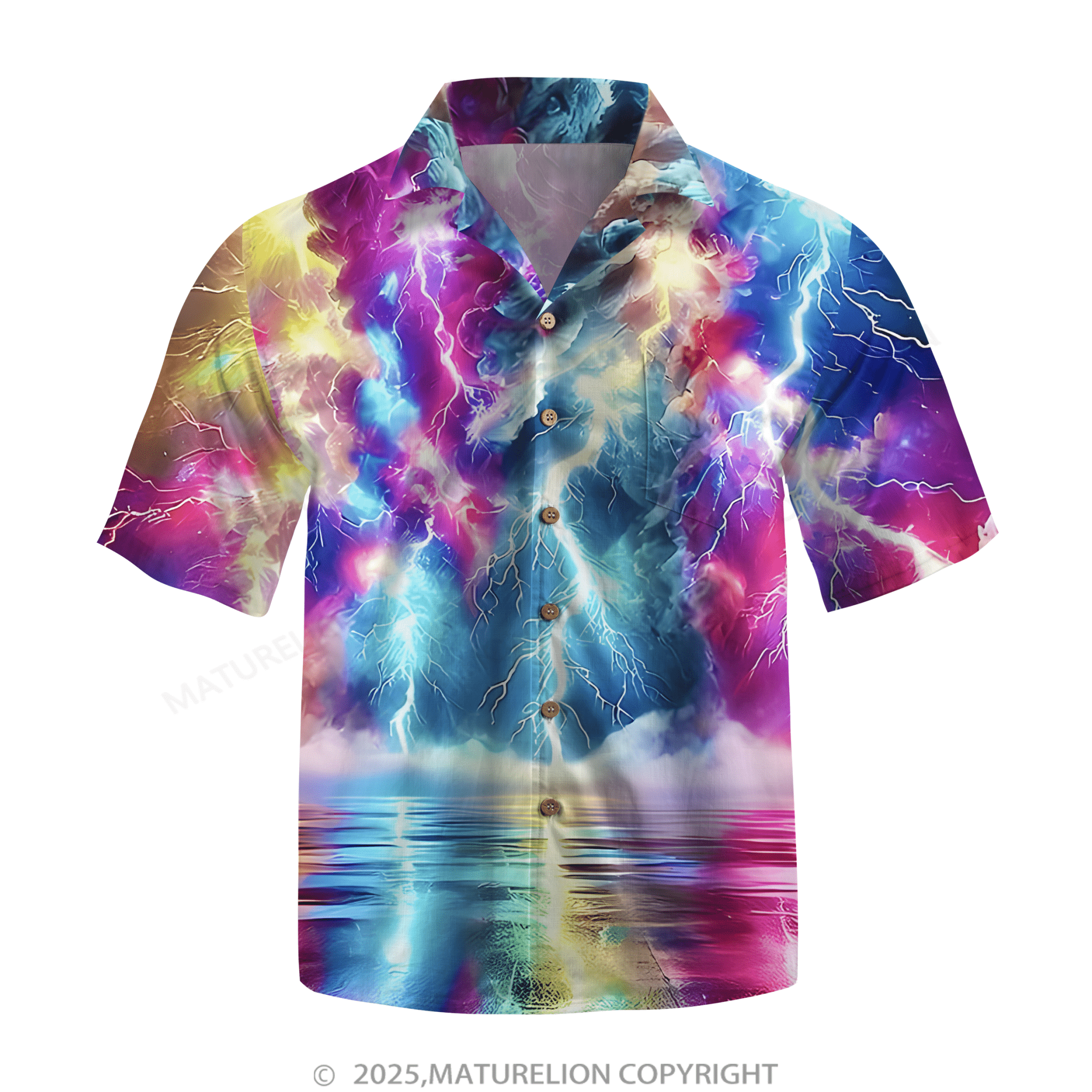 Matreulion Men's Aloha Shirts Rainstorm Hawaiian Shirt