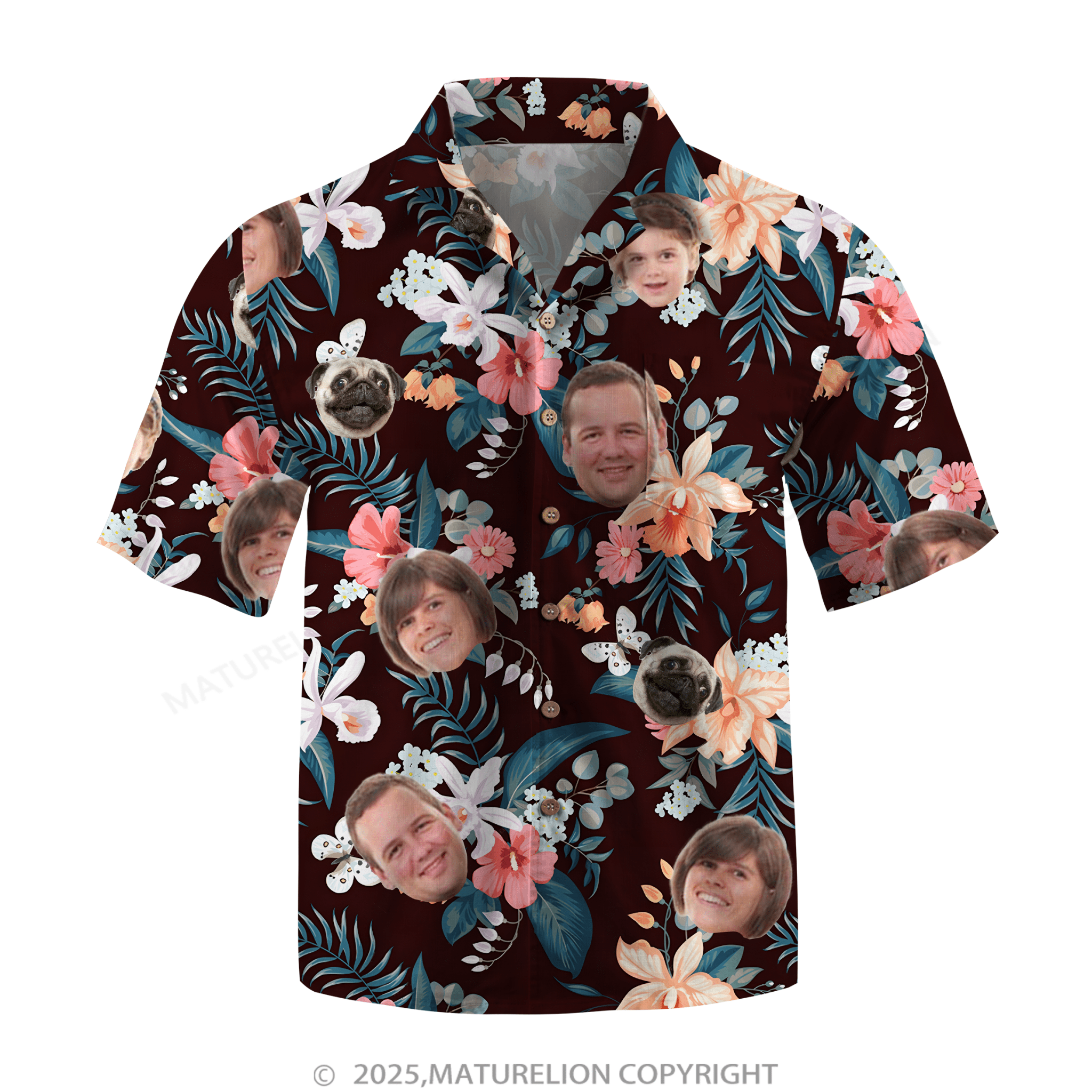 Maturelion Aloha Shirts Hawaiian Shirt Designed with Your Face Hawaiian Shirt
