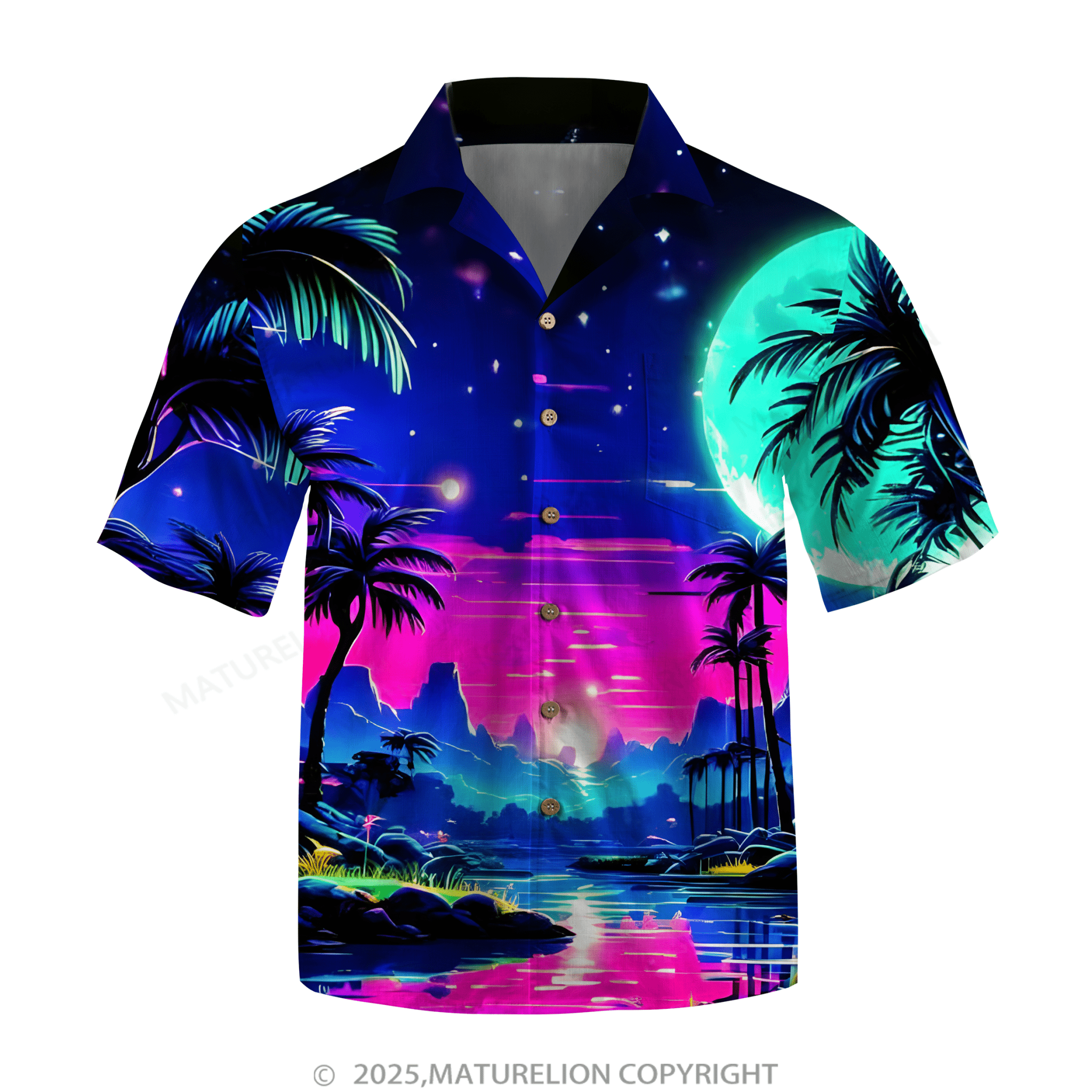 Matreulion Men's Aloha Shirts Coconut Tree Hawaiian Shirt