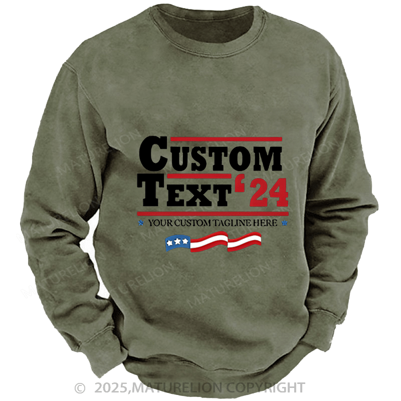 Maturelion Men's Sweatshirts Personalized Election Sweatshirts Washed Sweatshirts