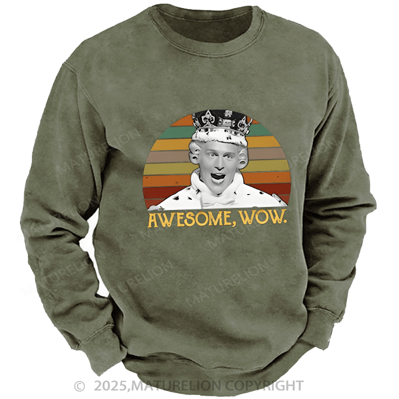 Maturelion Men's Sweatshirts  Awesome Wow King George III Hamilton Sweatshirts Washed Sweatshirts