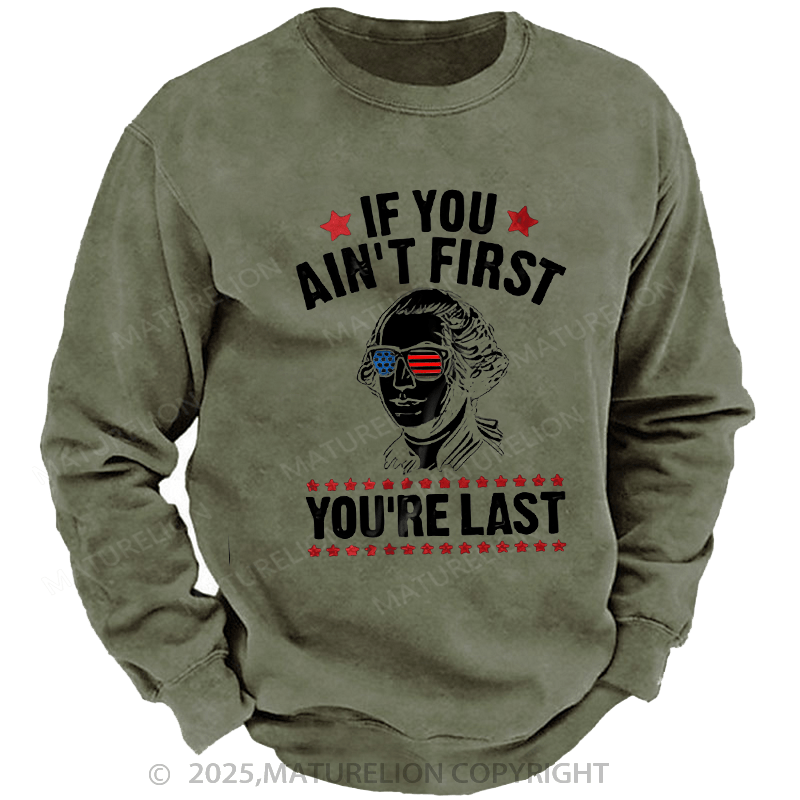 Maturelion Men's Sweatshirts Funny 4th of July Sweatshirts Washed Sweatshirts