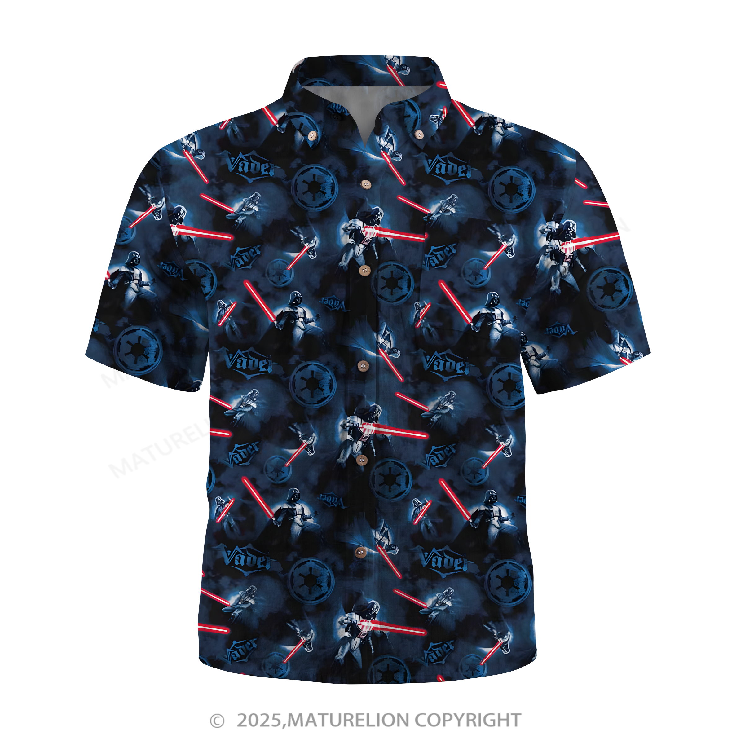 Maturelion Men's Hawaiian Shirt Cosmic Synthwave Dark Helmet Hawaiian Shirt