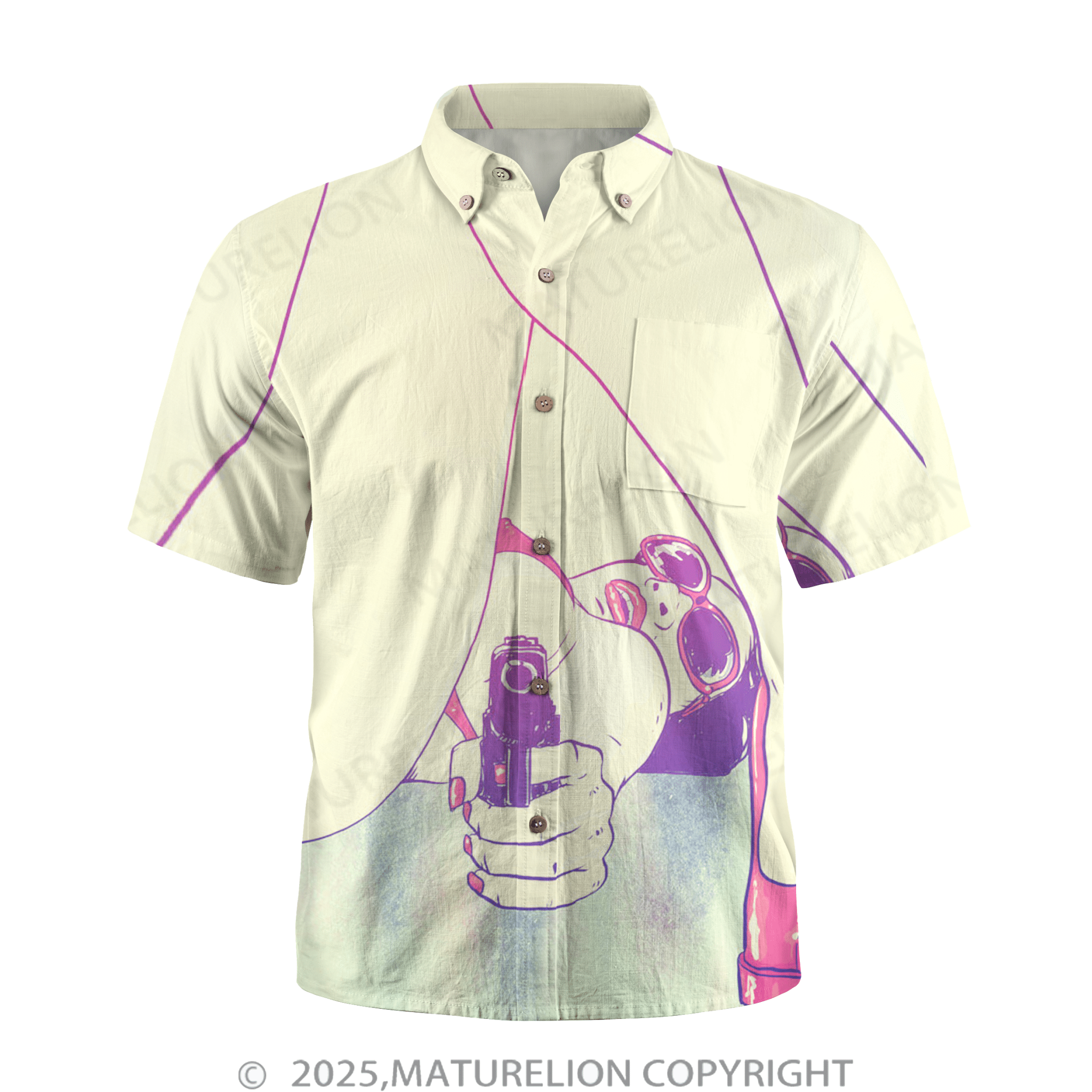 Maturelion Men's Hawaiian Shirt Aloha Baby Let’s Turn Up the Heat Hawaiian Shirt