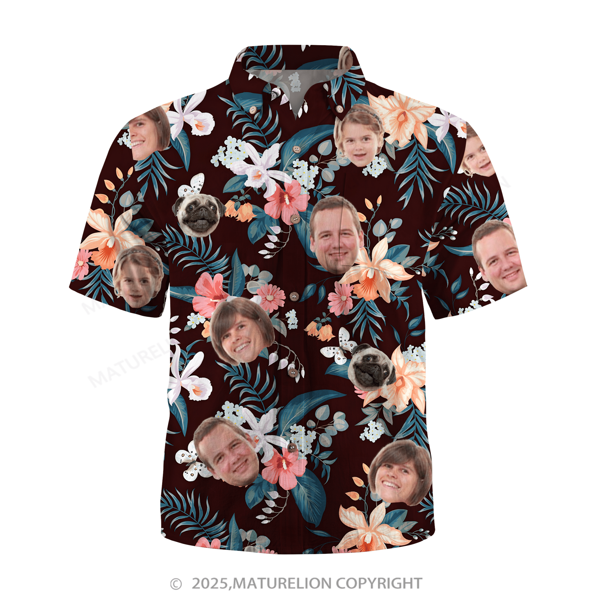 Maturelion Aloha Shirts Hawaiian Shirt Designed with Your Face Hawaiian Shirt