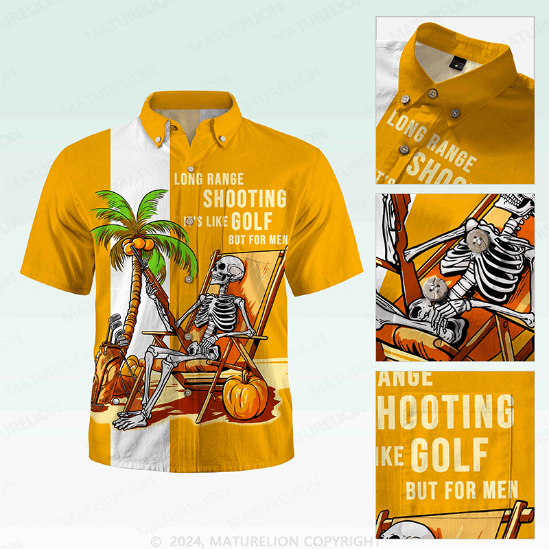 Maturelion Men's Hawaiian Shirt Coconut Tree Skeleton Shirt Men Casual Hawaiian Short Sleeve Button Down