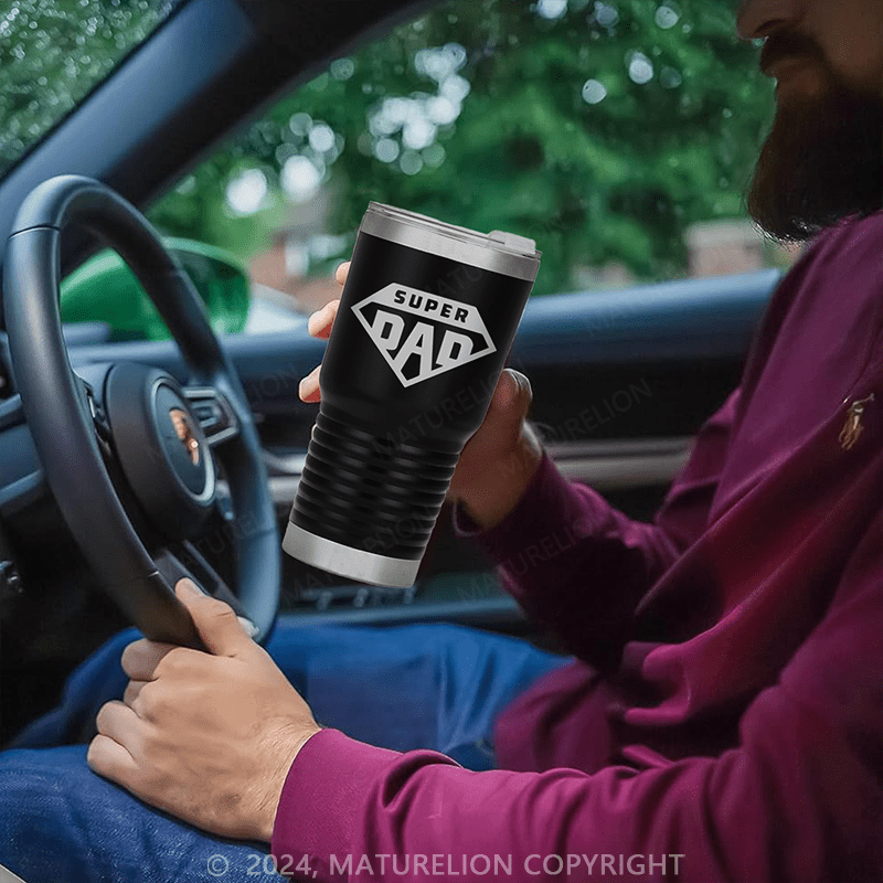 Maturelion Super Dad Laser Engraved Travel Mug
