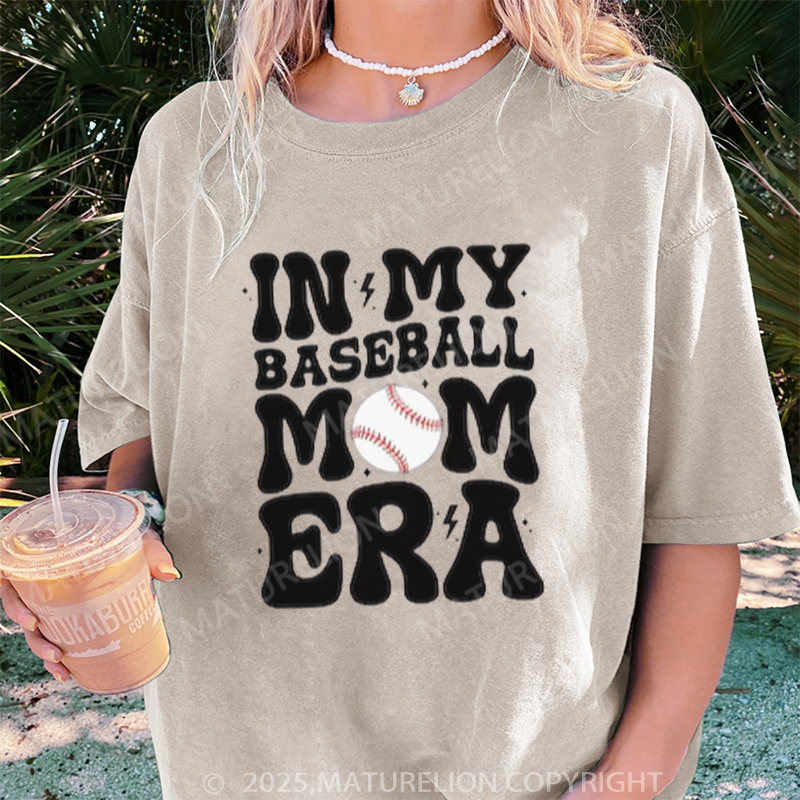 Maturelion Women's T-shirt Custom Baseball Mom DTG Washed T-shirt