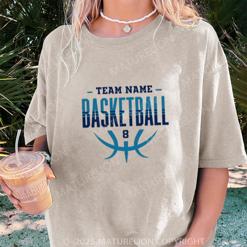 Maturelion Women's T-shirt Custom Basketball DTG Washed T-shirt
