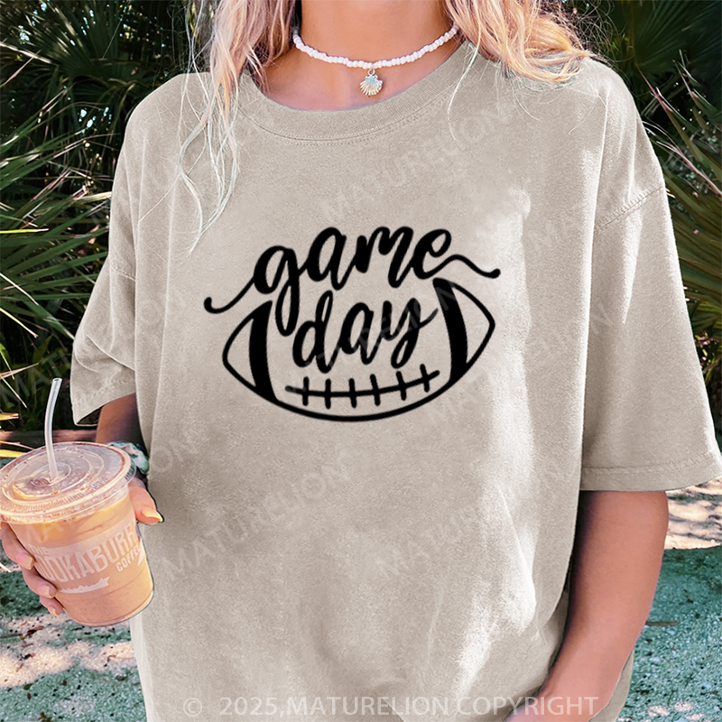 Maturelion Women's T-shirt Game Day Football DTG Washed T-shirt