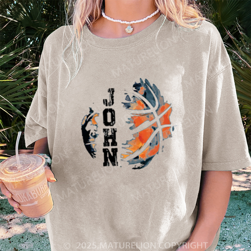 Maturelion Women's T-shirt Personalized Basketball DTG Washed T-shirt