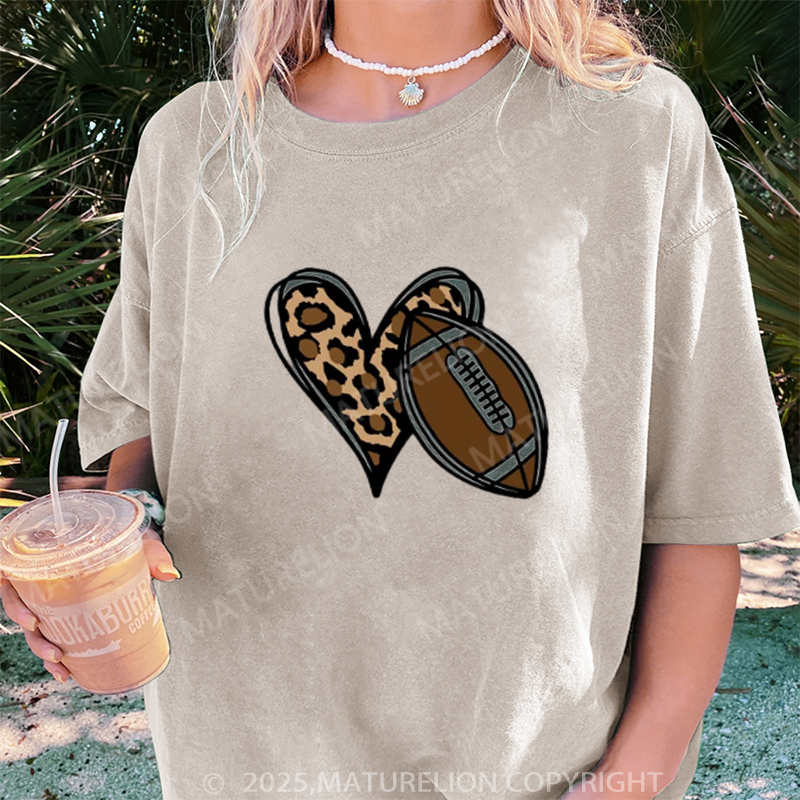 Maturelion Women's T-shirt Football Love DTG Washed T-shirt