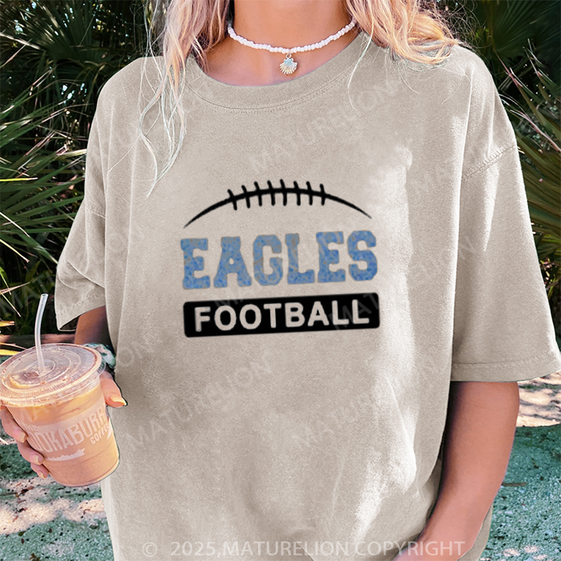Maturelion Women's T-shirt Glitter Football Glitter DTG Washed T-shirt