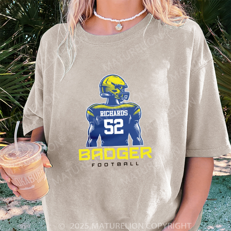 Maturelion Women's T-shirt Women's Personalized Football DTG Washed T-shirt
